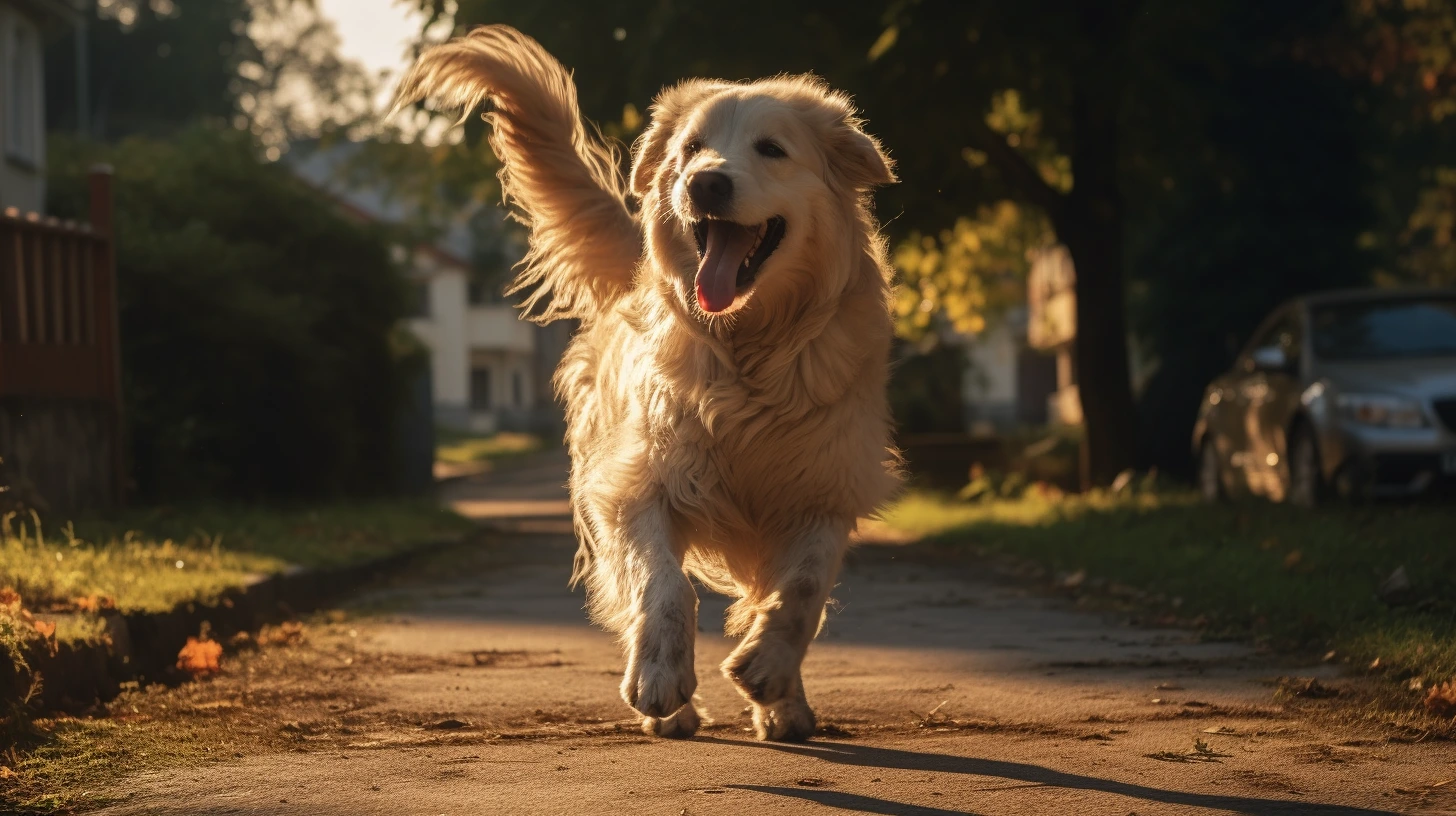 labrador walking on sidewalk