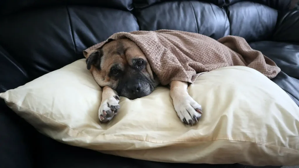 dog lying on couch