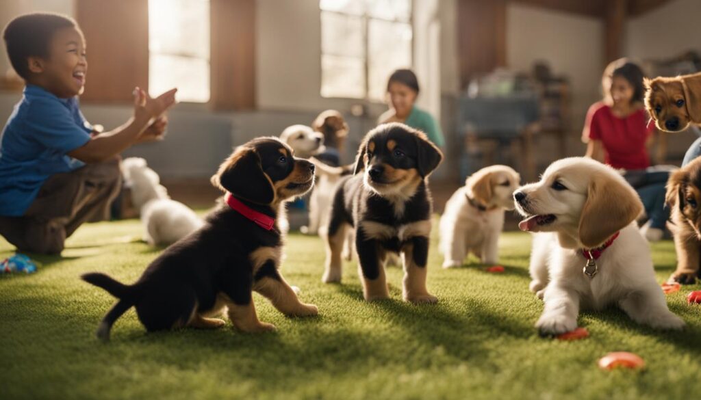 Positive reinforcement training for puppies