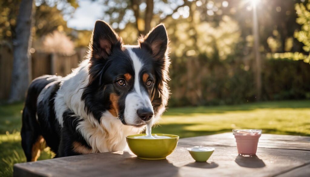 dog drinking milk