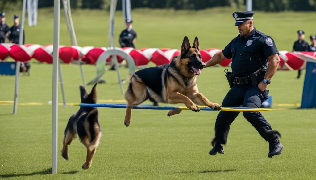 German Shepherd agility training