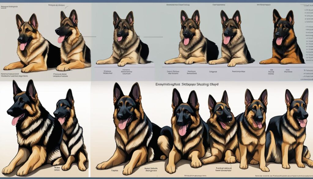 German Shepherd ears development stages