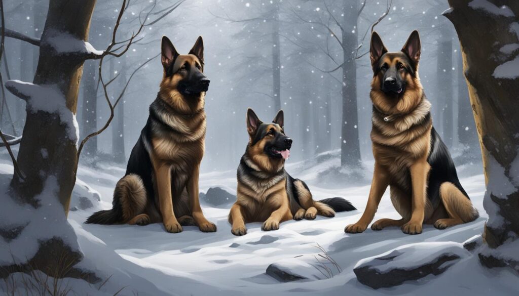 German Shepherds in cold weather