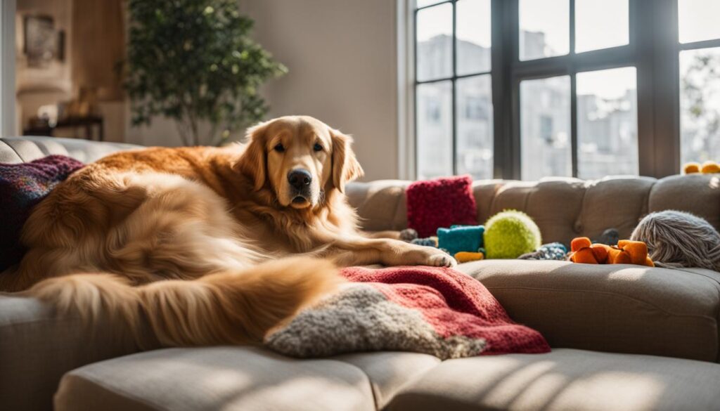 Golden Retriever in an apartment