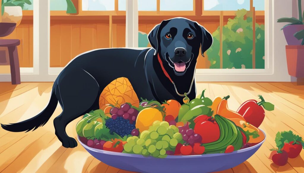 dog eating healthy food