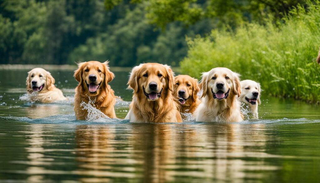 water activities with Golden Retrievers