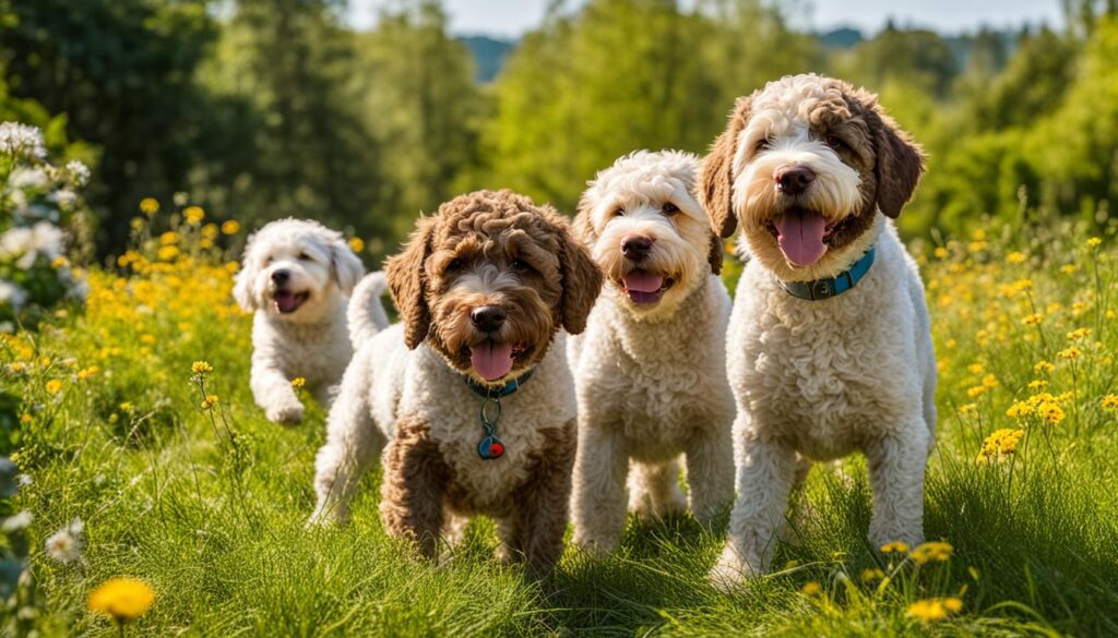 Happy Lagotto Romagnolo with family